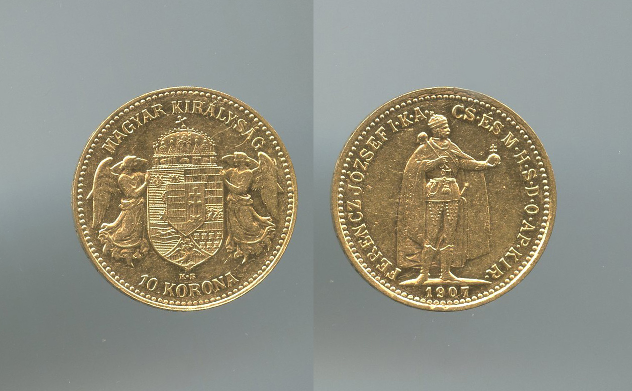 UNGHERIA, Franz Joseph (1848-1916) 10 Korona 1907 KB