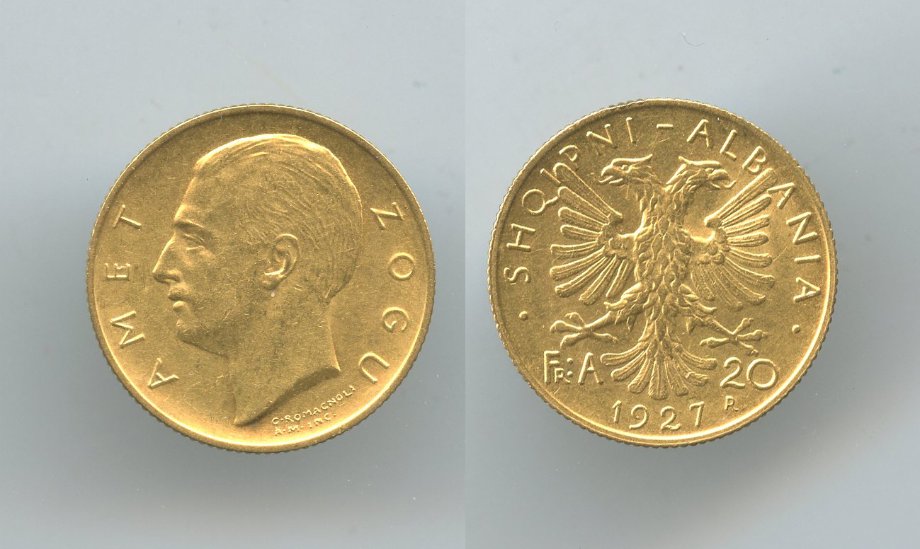 ALBANIA, 20 Franga 1927