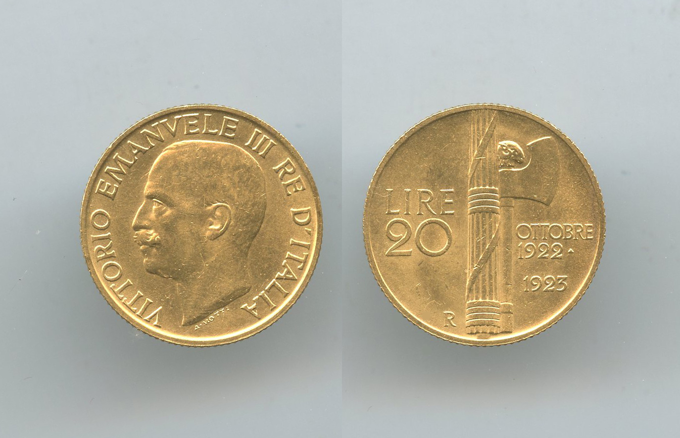 REGNO D' ITALIA, Vittorio Emanuele III, 20 Lire 1923 "Fascetto"