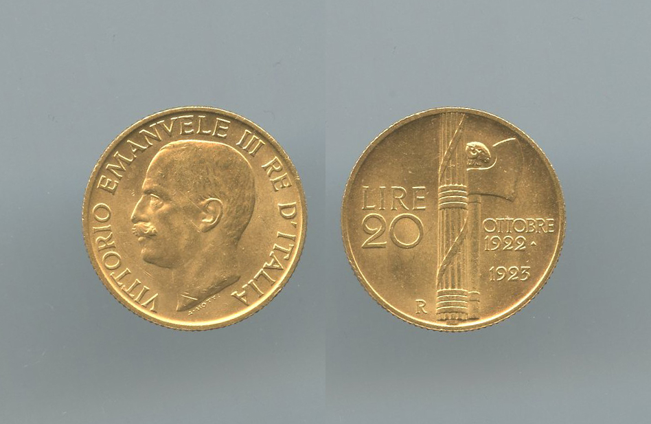 REGNO D' ITALIA, Vittorio Emanuele III (1900-1943) 20 Lire 1923 "Fascetto"