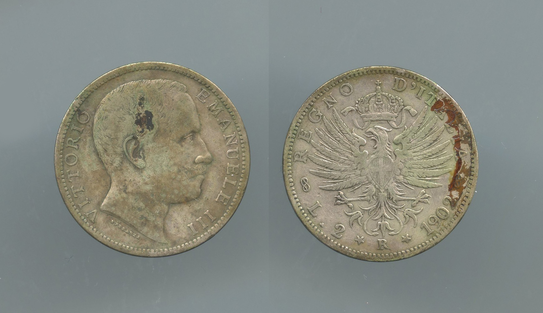 REGNO D' ITALIA, Vittorio Emanuele III (1900-1943) 2 Lire 1902 "Aquila Sabauda" - Clicca l'immagine per chiudere