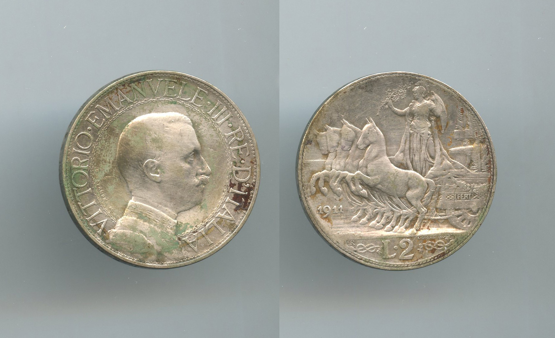 REGNO D' ITALIA, Vittorio Emanuele III (1900-1943) 2 Lire 1911 "Quadriga Veloce" - Clicca l'immagine per chiudere