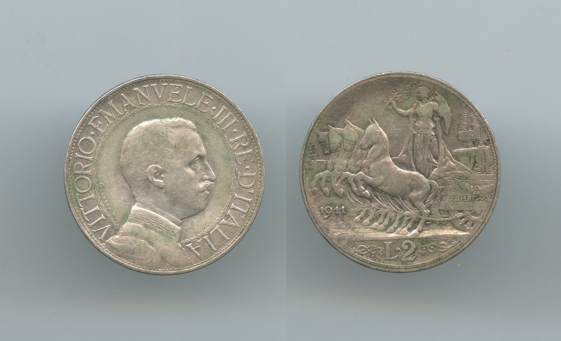 REGNO D' ITALIA, Vittorio Emanuele III (1900-1943) 2 Lire 1911 "Quadriga Veloce" - Clicca l'immagine per chiudere