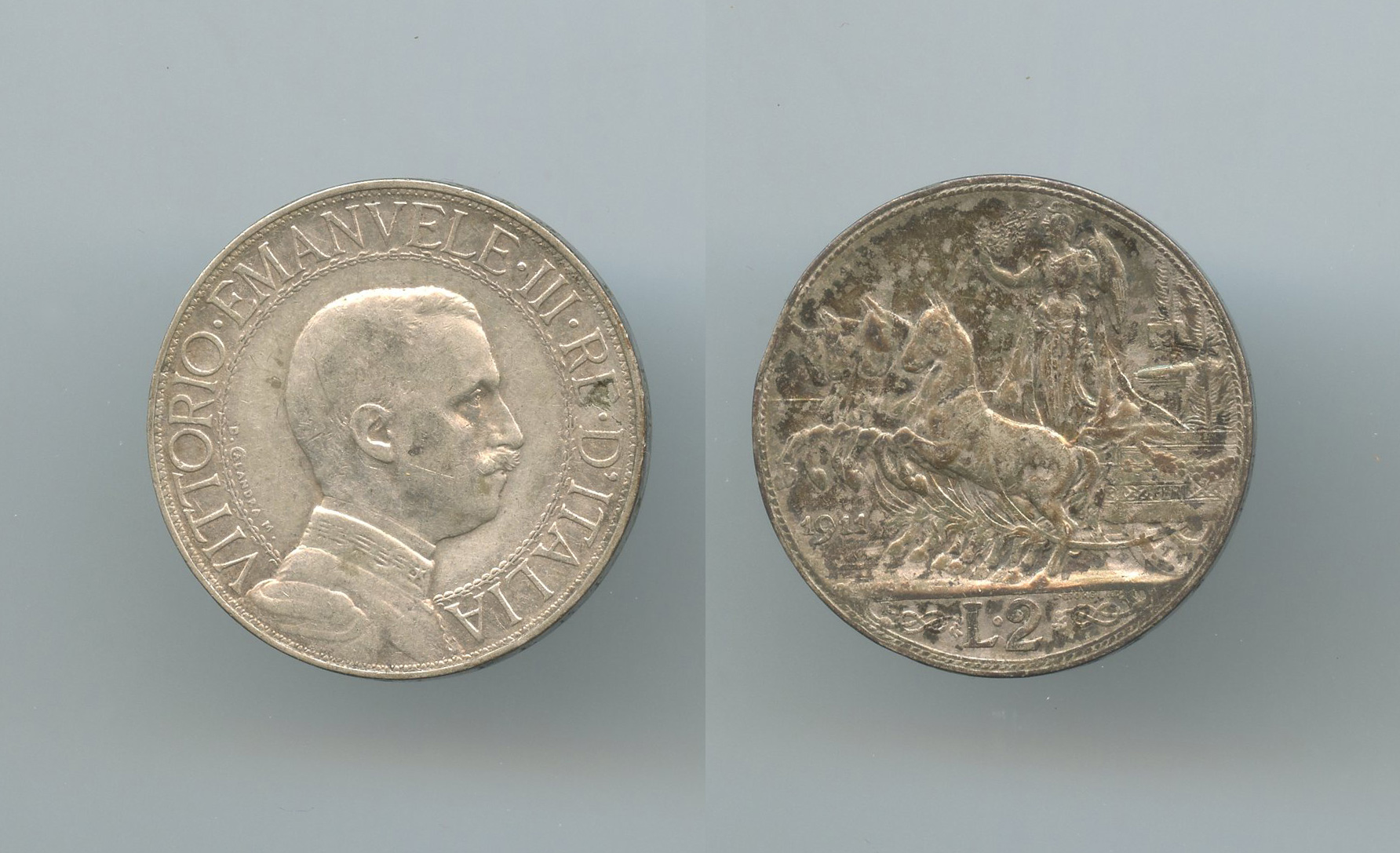 REGNO D' ITALIA, Vittorio Emanuele III (1900-1943) 2 Lire 1911 "Quadriga Veloce"