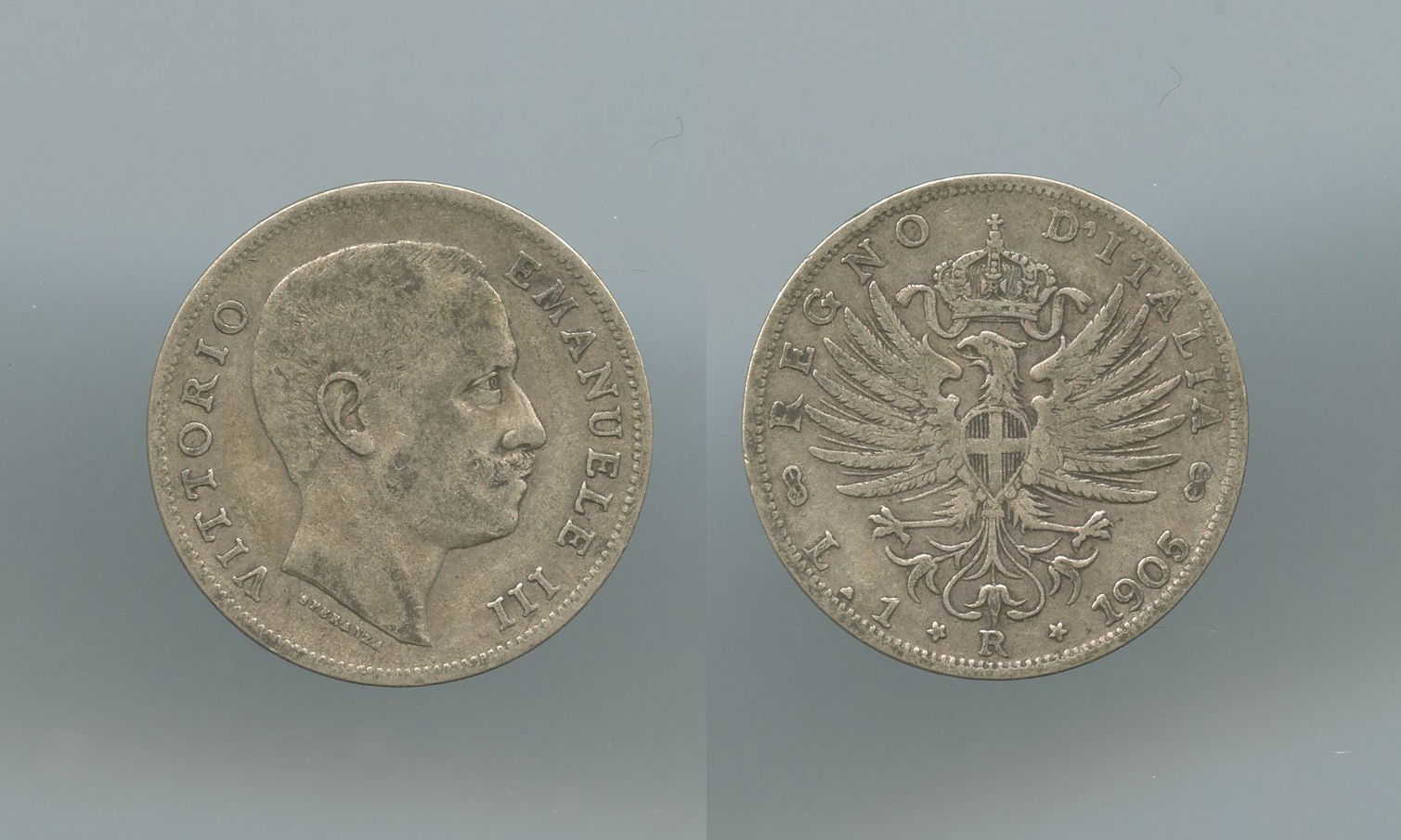 REGNO D' ITALIA, Vittorio Emanuele III (1900-1943) 1 Lira 1905 "Aquila Sabauda" - Clicca l'immagine per chiudere