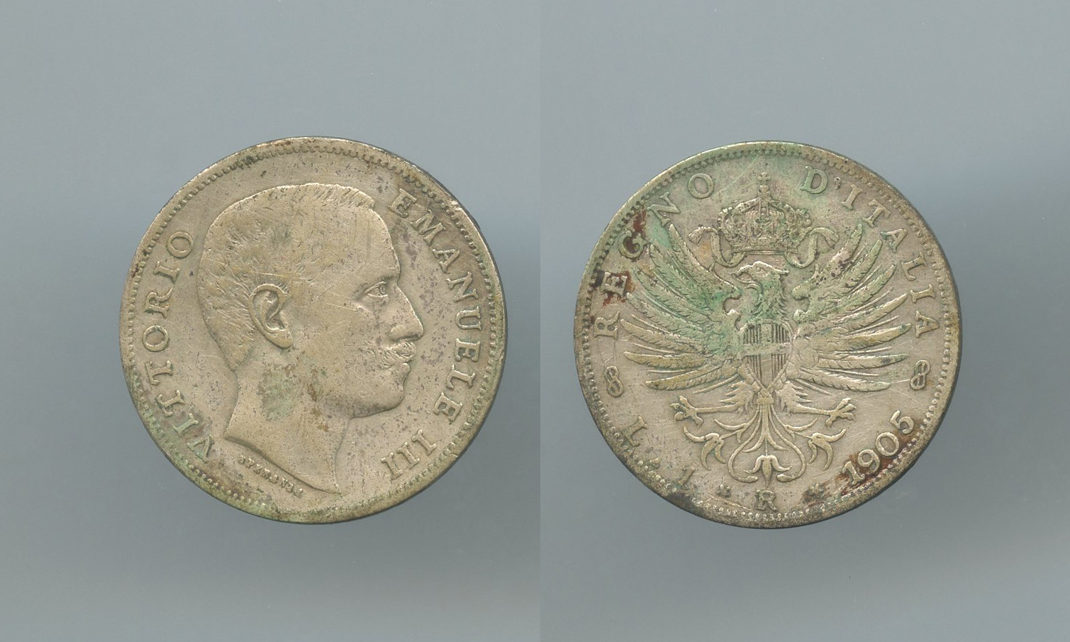 REGNO D' ITALIA, Vittorio Emanuele III (1900-1943) 1 Lira 1905 "Aquila Sabauda" - Clicca l'immagine per chiudere