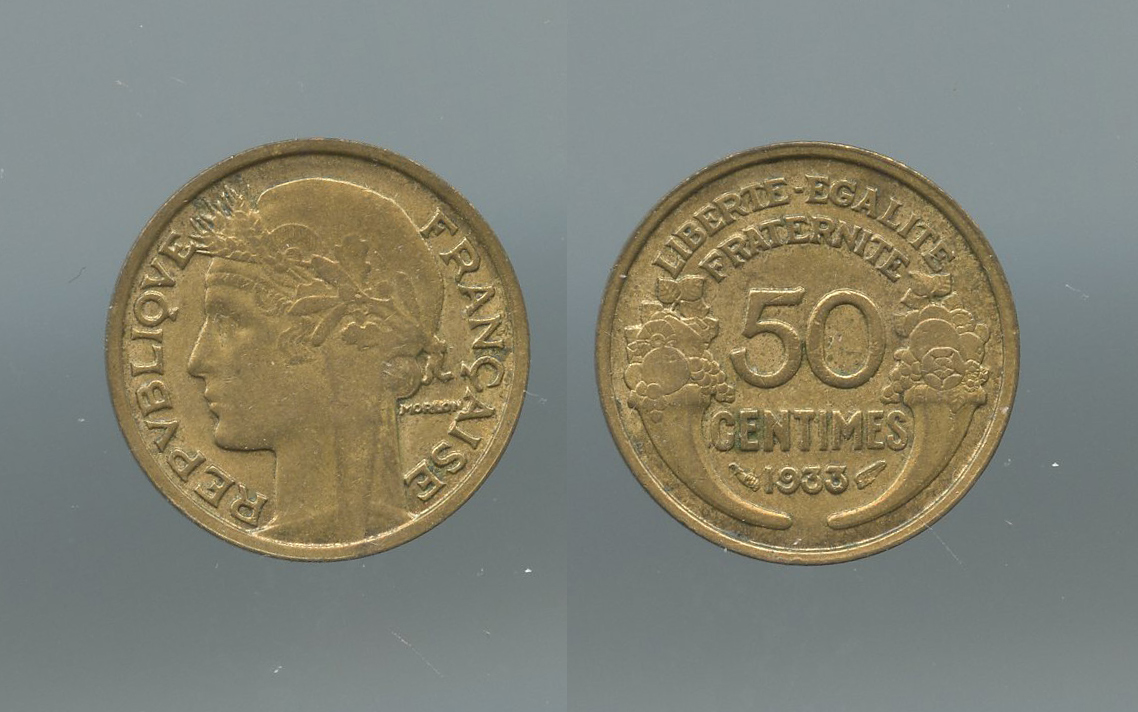 FRANCIA, Terza Repubblica (1870-1940) 50 Centimes 1933