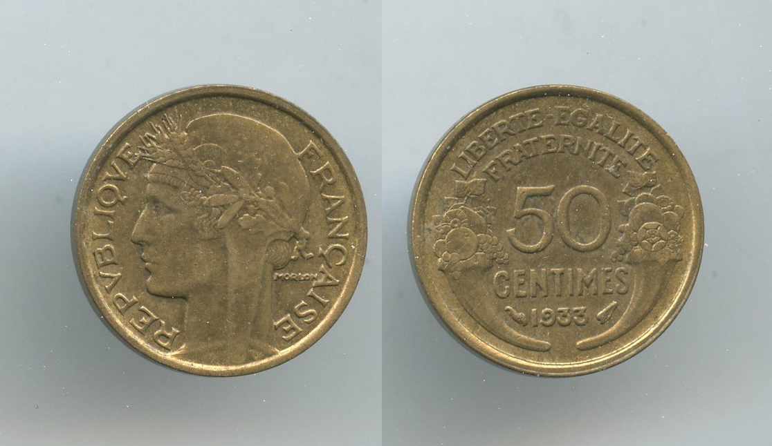 FRANCIA, Terza Repubblica (1870-1940) 50 Centimes 1933