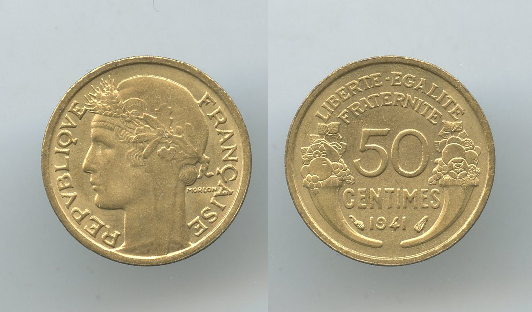 FRANCIA, Terza Repubblica (1870-1940) 50 Centimes 1941