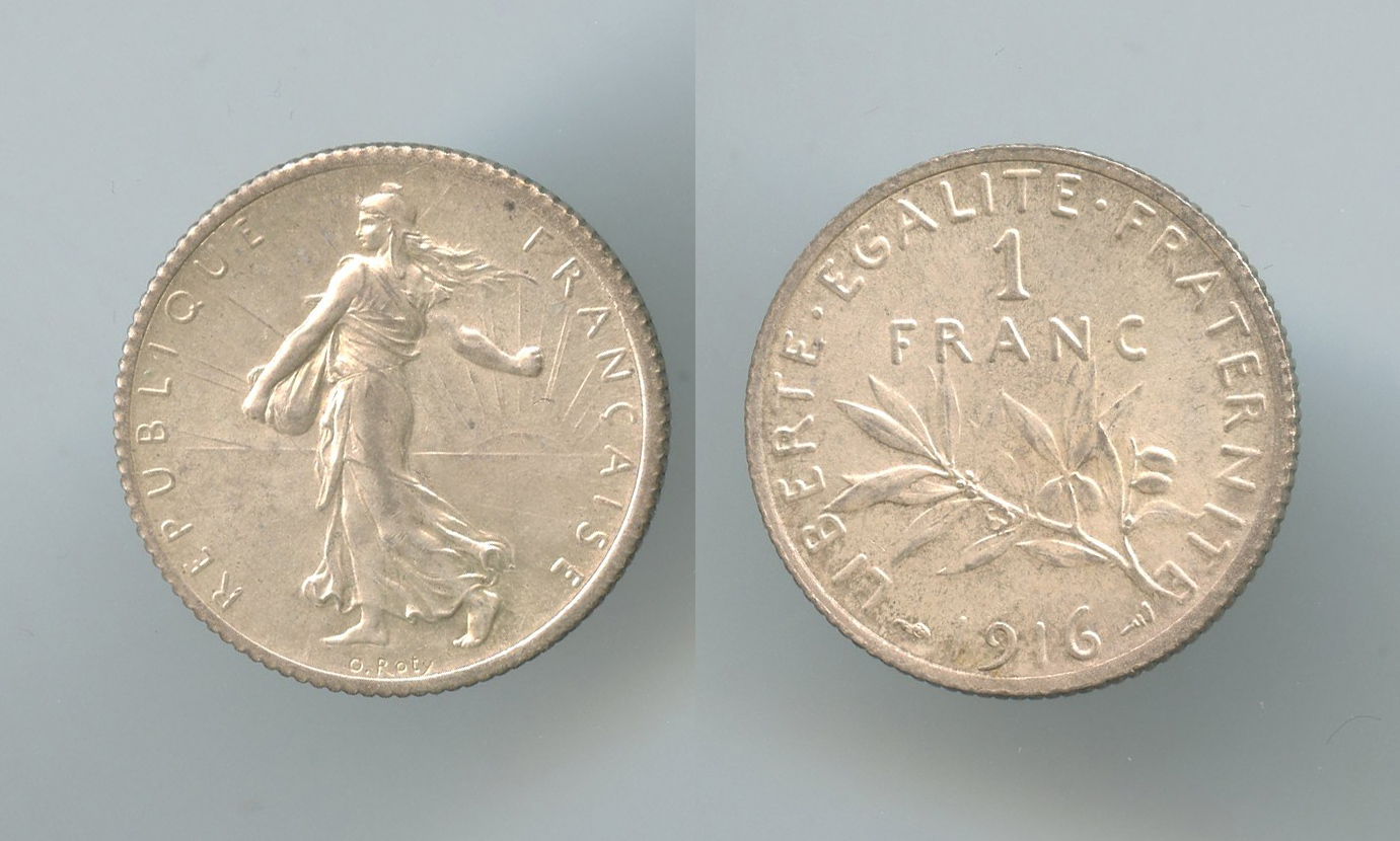 FRANCIA, Terza Repubblica (1870-1940) 1 Franc 1916