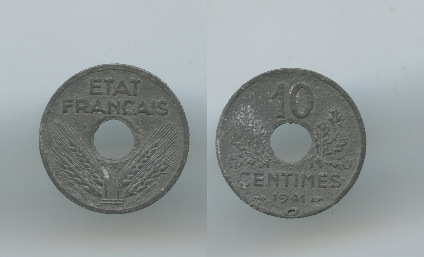 FRANCIA, Stato Francese (1940-1944) 10 Centimes 1941