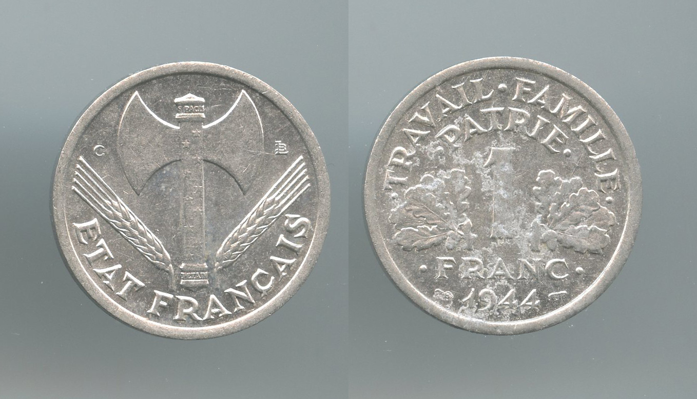 FRANCIA, Stato Francese (1940-1944) Franc 1944 C