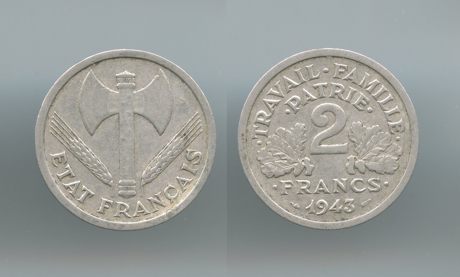 FRANCIA, Stato Francese (1940-1944) 2 Francs 1943