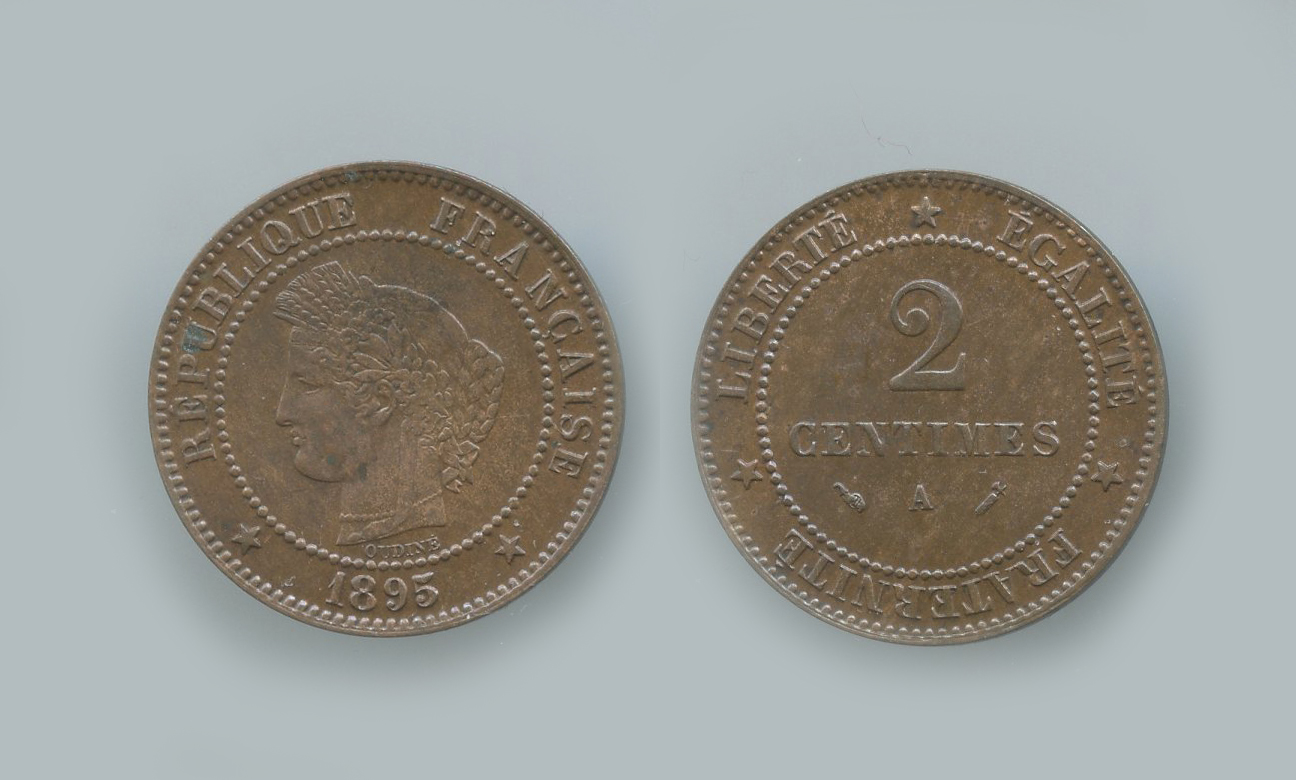 FRANCIA, Terza Repubblica (1870-1940) 2 Centimes 1895 A