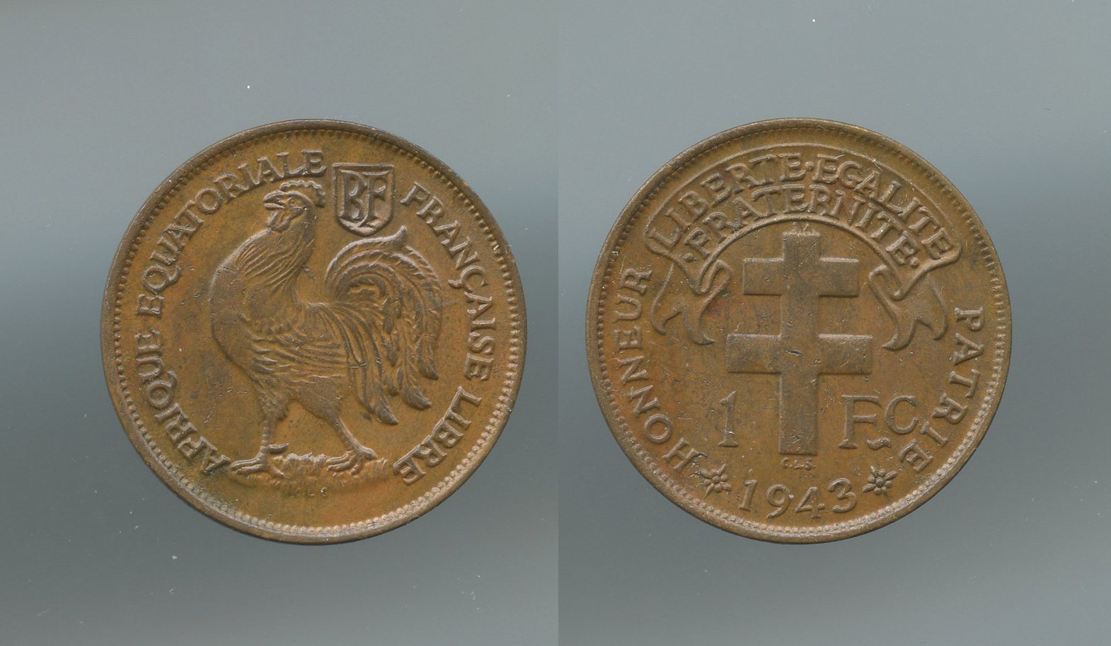 AFRICA EQUATORIALE FRANCESE, 1 Franc 1943