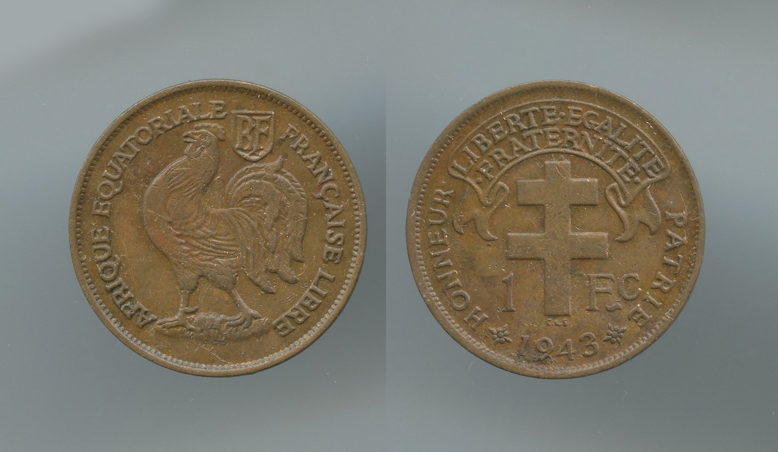 AFRICA EQUATORIALE FRANCESE, 1 Franc 1943