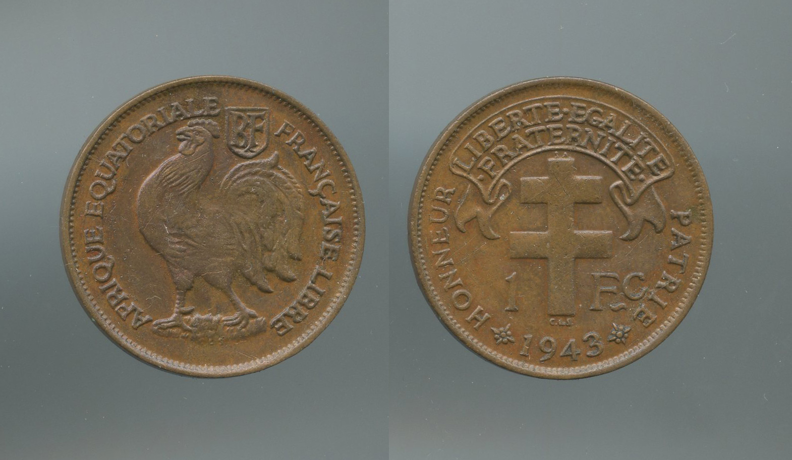 AFRICA EQUATORIALE FRANCESE, 1 Franc 1943