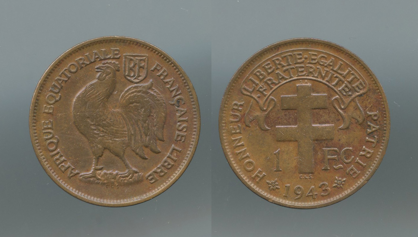 AFRICA EQUATORIALE FRANCESE, 1 Franc 1943