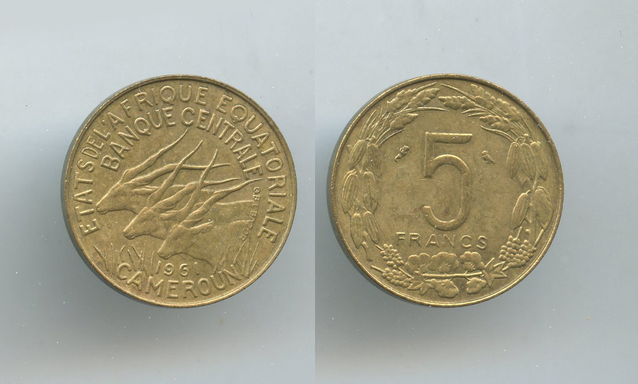 AFRICA EQUATORIALE FRANCESE, 5 Francs 1961