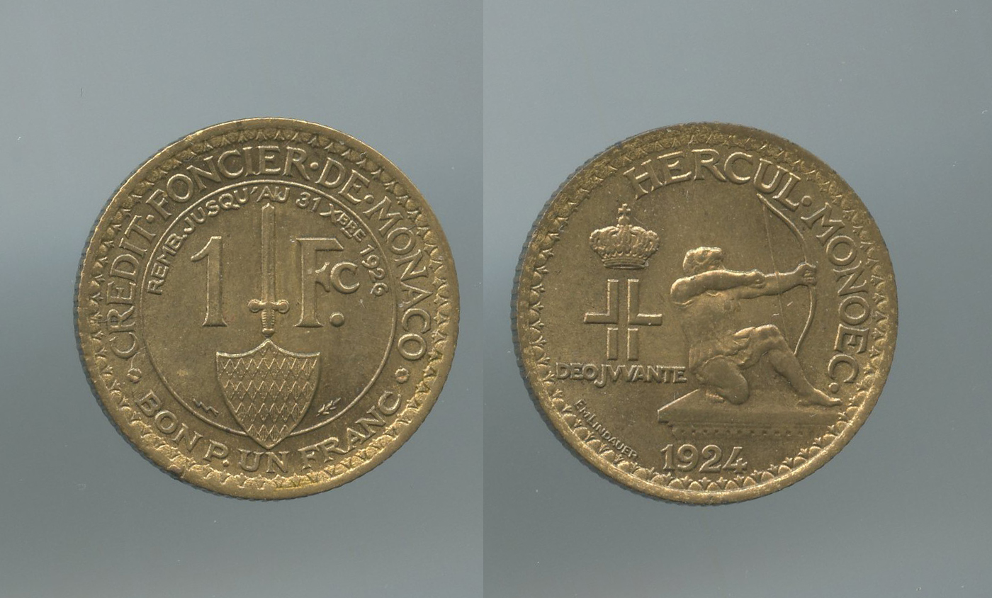 MONACO, Louis II (1922-1949) 1 Franc 1924