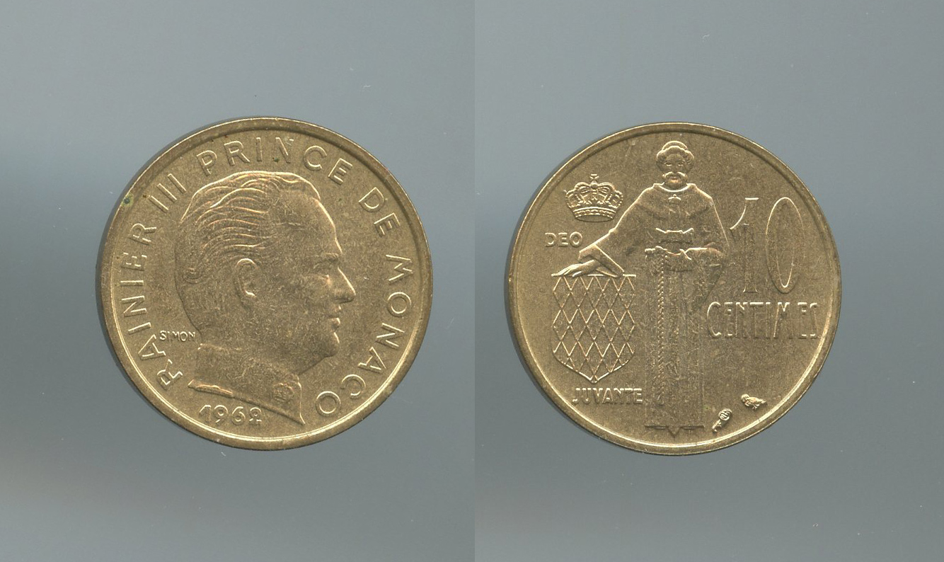 MONACO, Rainier III (1949-2005) 10 Centimes 1962