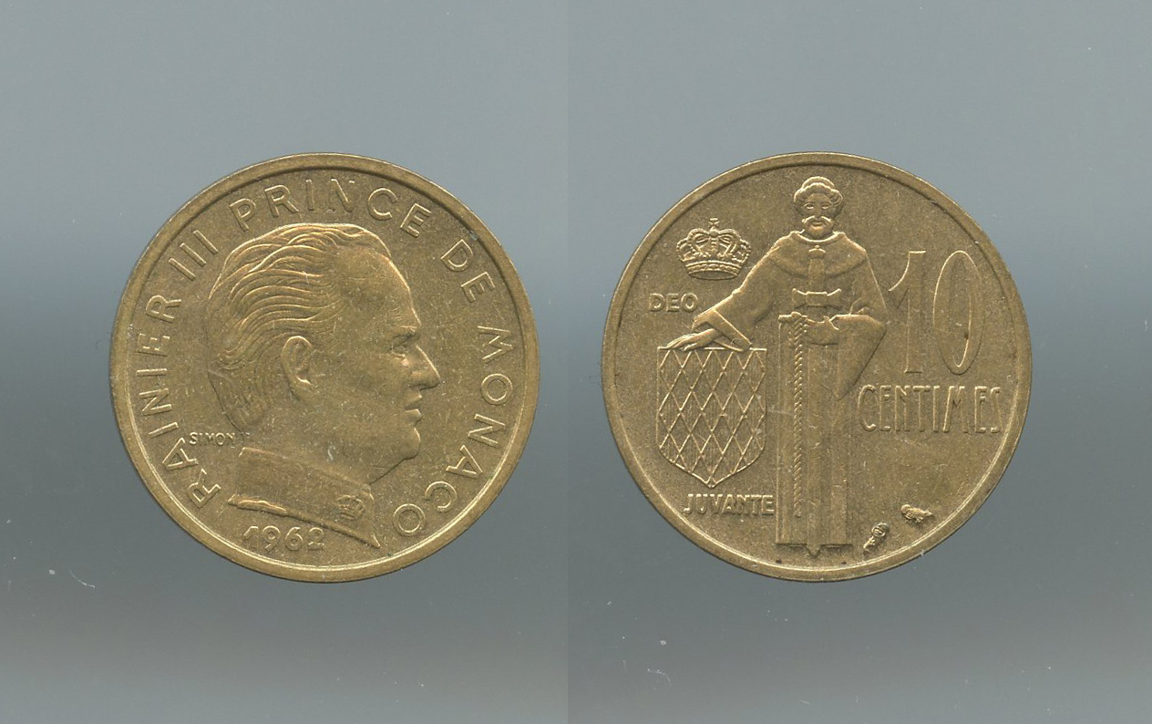 MONACO, Rainier III (1949-2005) 10 Centimes 1962