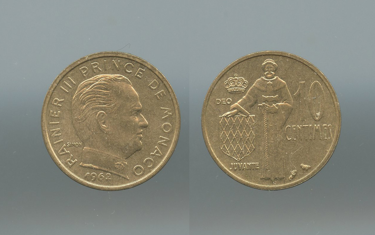 MONACO, Rainier III (1949-2005) 10 Centimes 1962