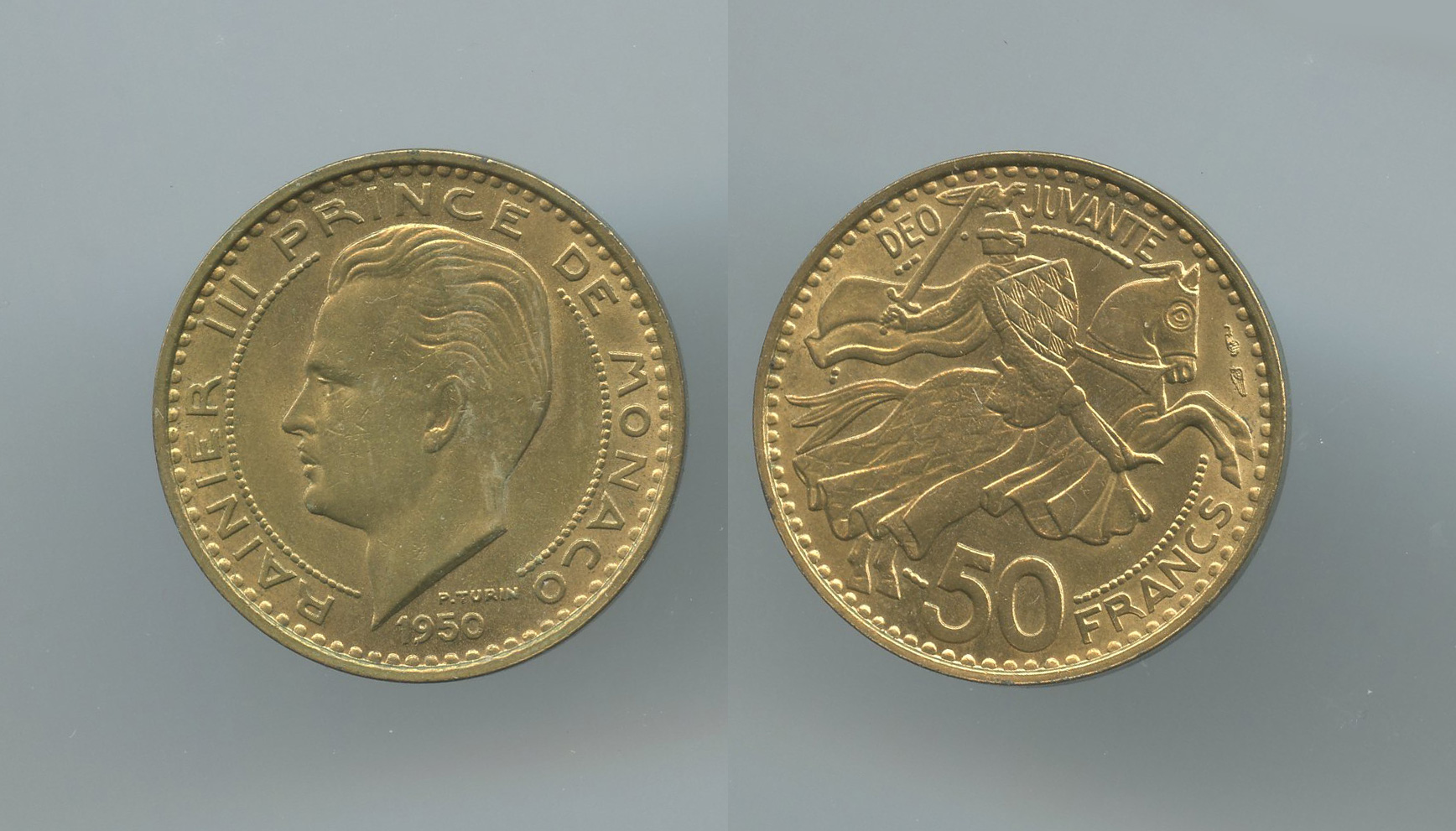 MONACO, Rainier III (1949-2005) 50 Francs 1950