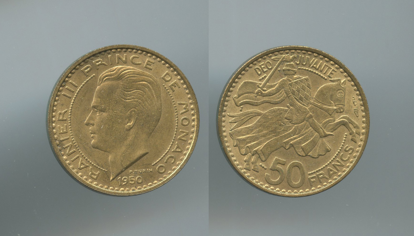 MONACO, Rainier III (1949-2005) 50 Francs 1950