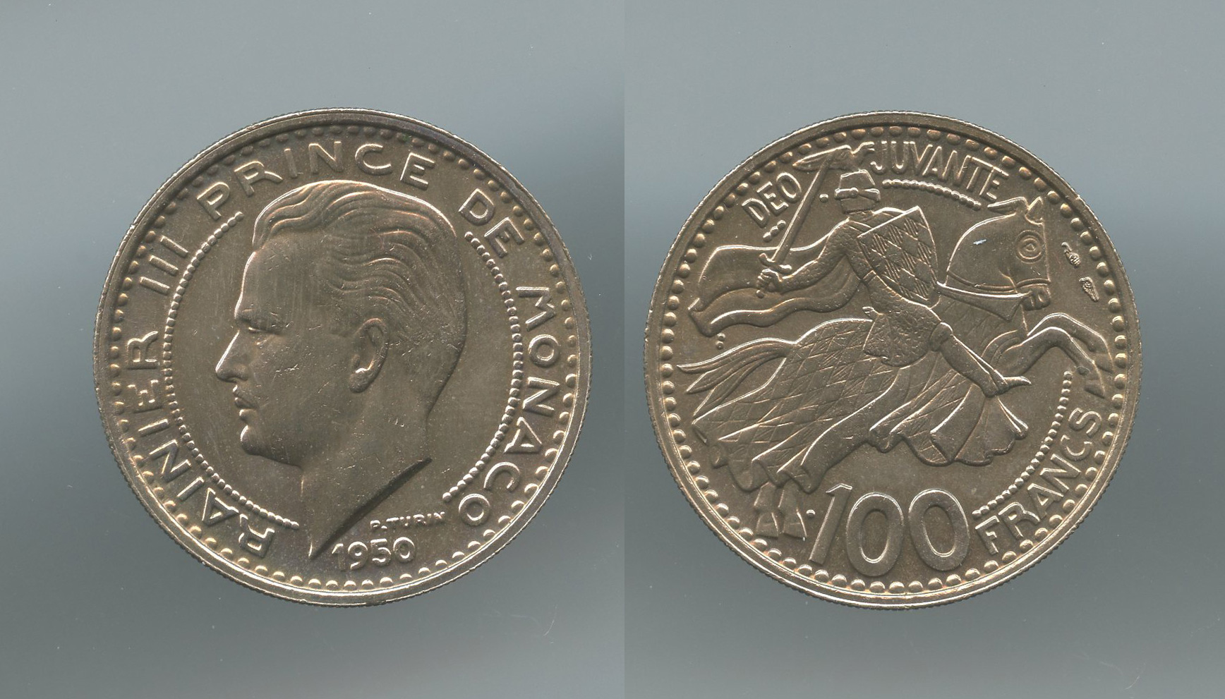 MONACO, Rainier III (1949-2005) 100 Francs 1950