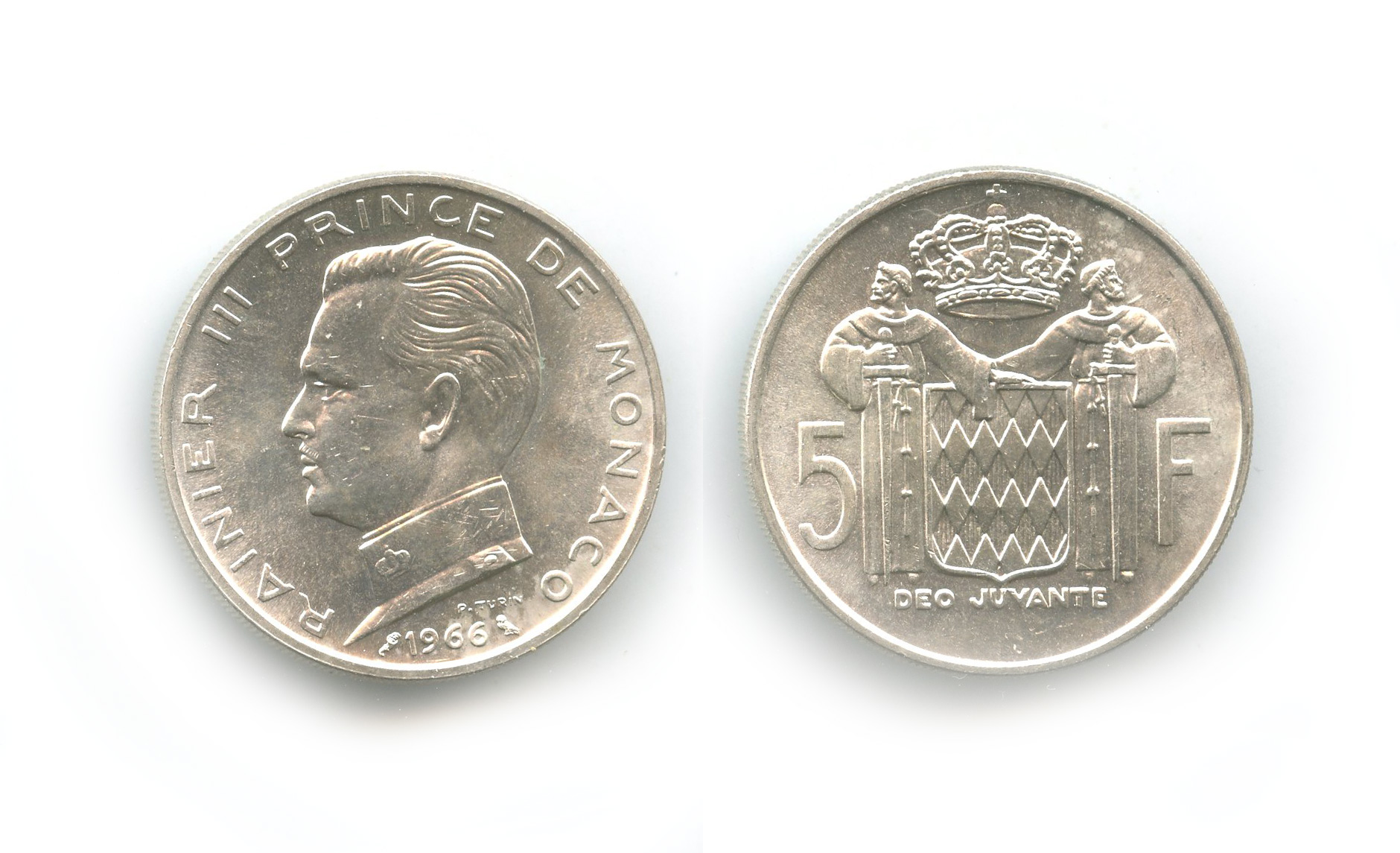 MONACO, Rainier III (1949-2005) 5 Francs 1966