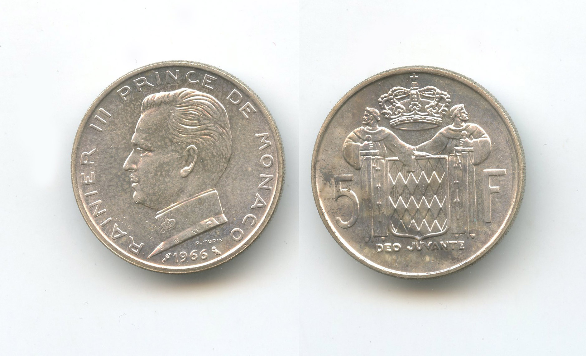 MONACO, Rainier III (1949-2005) 5 Francs 1966