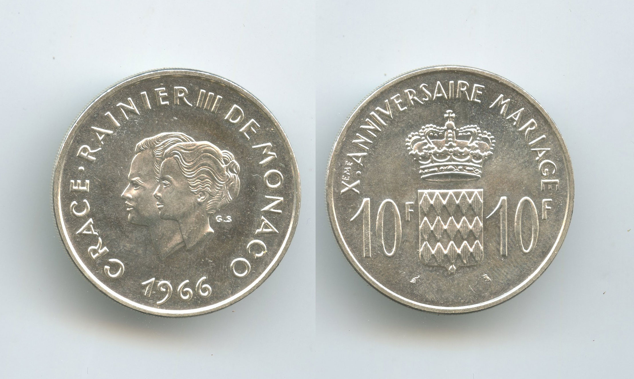 MONACO, Rainier III (1949-2005) 10 Francs 1966