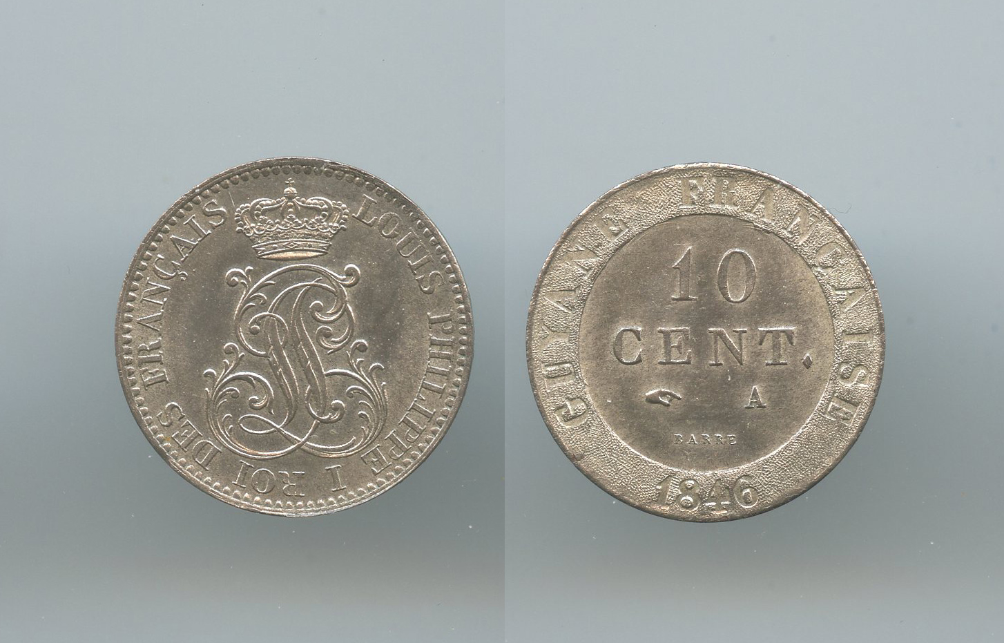 GUYANA FRANCESE, Louis Philippe (1830-1846) 10 Centimes 1846 - Clicca l'immagine per chiudere