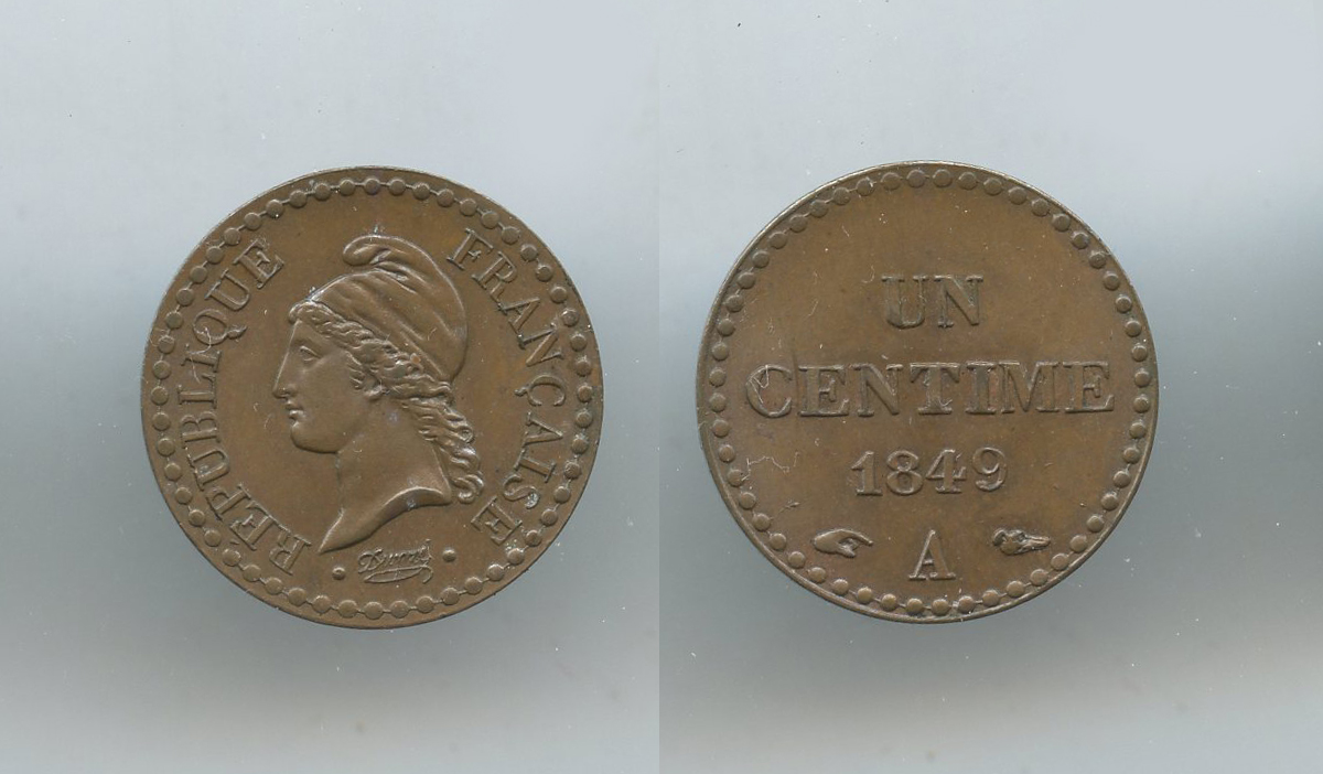 FRANCIA, Seconda Repubblica (1848-1852) Centime 1849 A