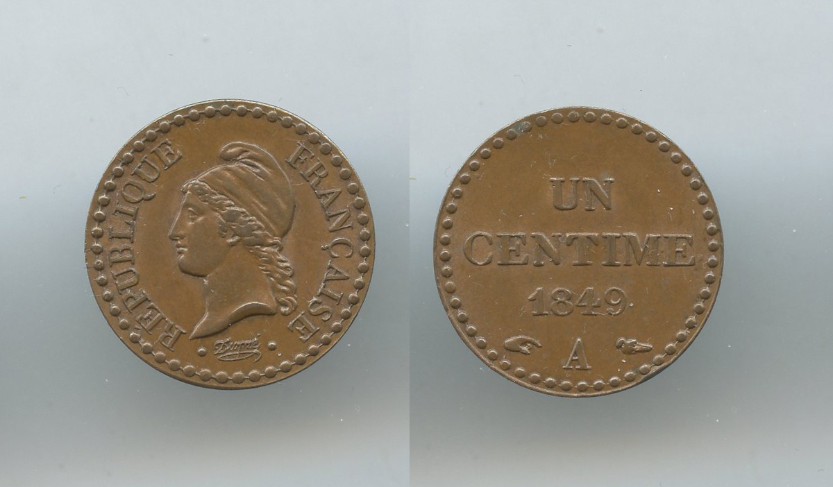 FRANCIA, Seconda Repubblica (1848-1852) Centime 1849 A