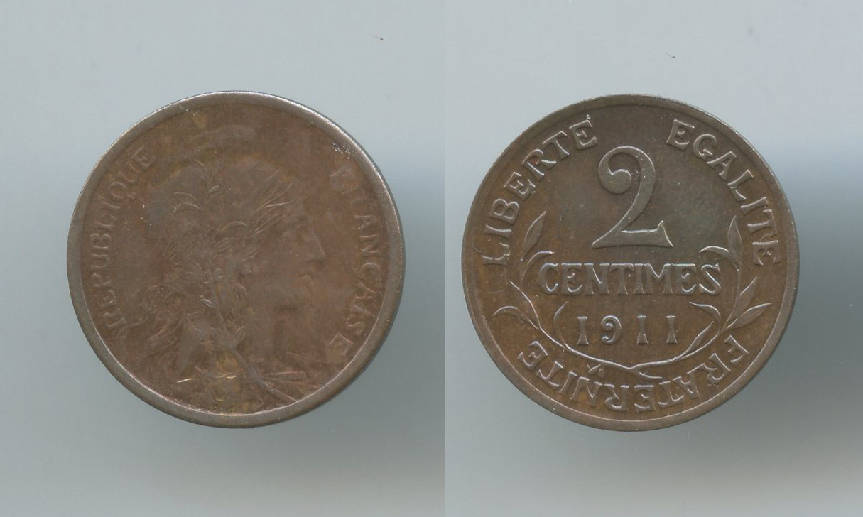 FRANCIA, Terza Repubblica (1870-1940) 2 Centimes 1911 A