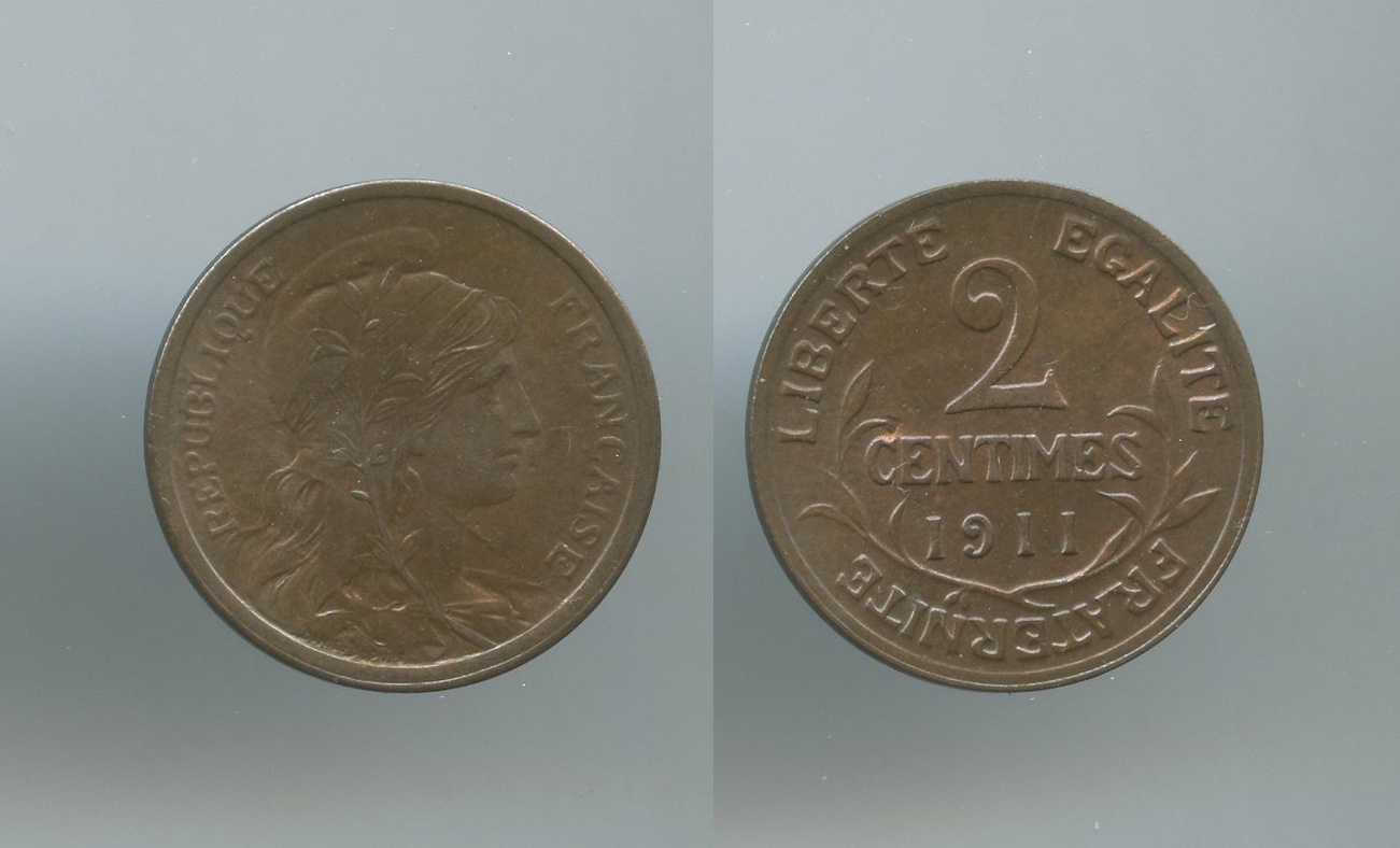 FRANCIA, Terza Repubblica (1870-1940) 2 Centimes 1911 A