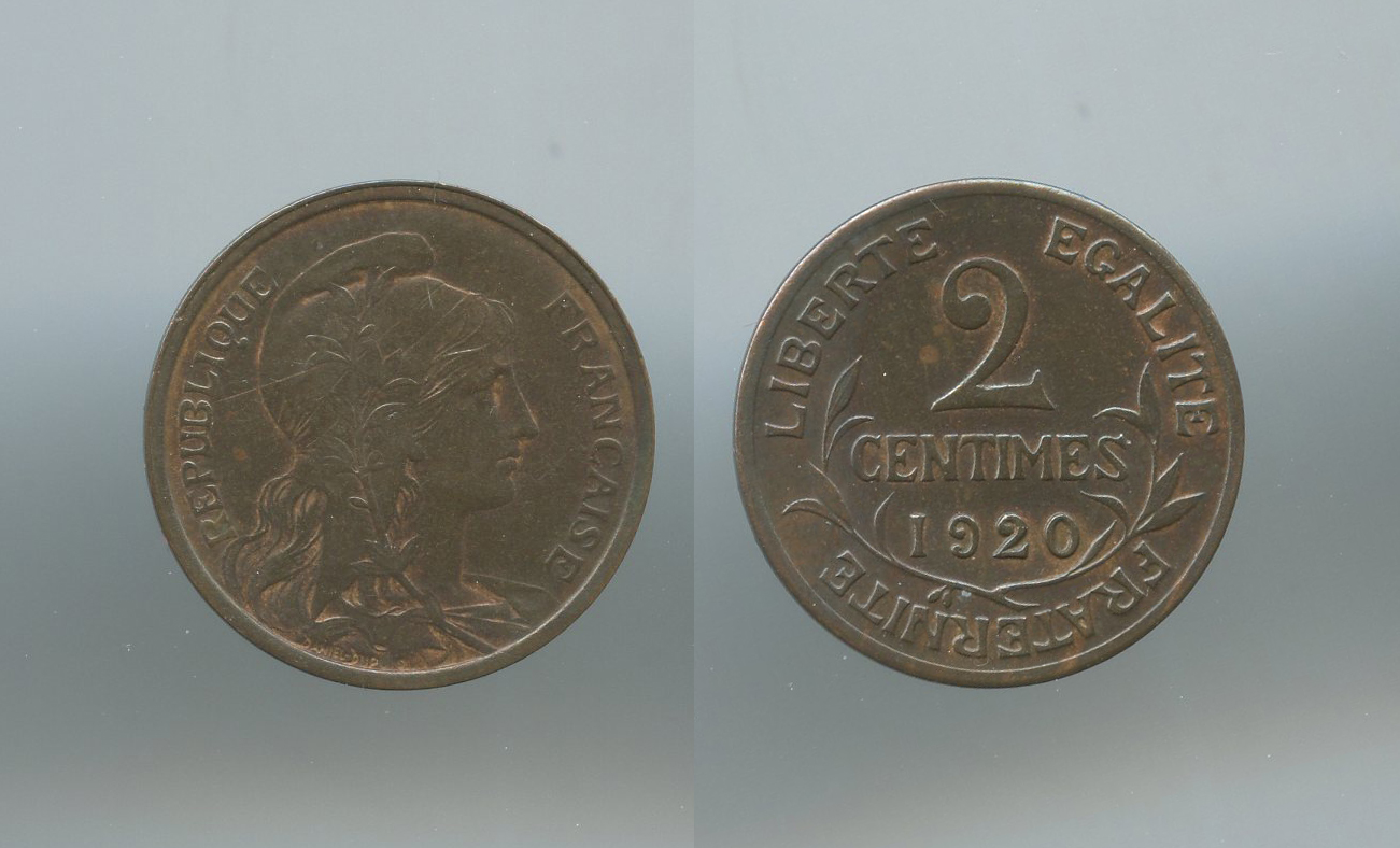 FRANCIA, Terza Repubblica (1870-1940) 2 Centimes 1920 A