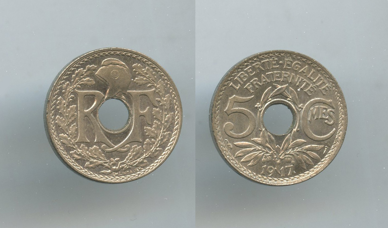 FRANCIA, Terza Repubblica (1870-1940) 5 Centimes 1917