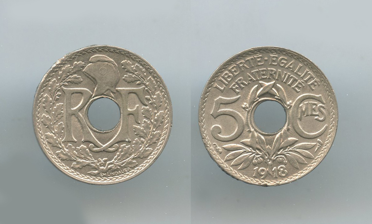 FRANCIA, Terza Repubblica (1870-1940) 5 Centimes 1918