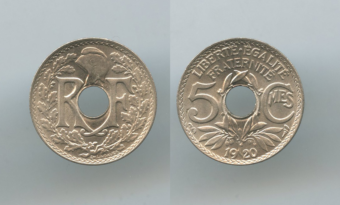 FRANCIA, Terza Repubblica (1870-1940) 5 Centimes 1920