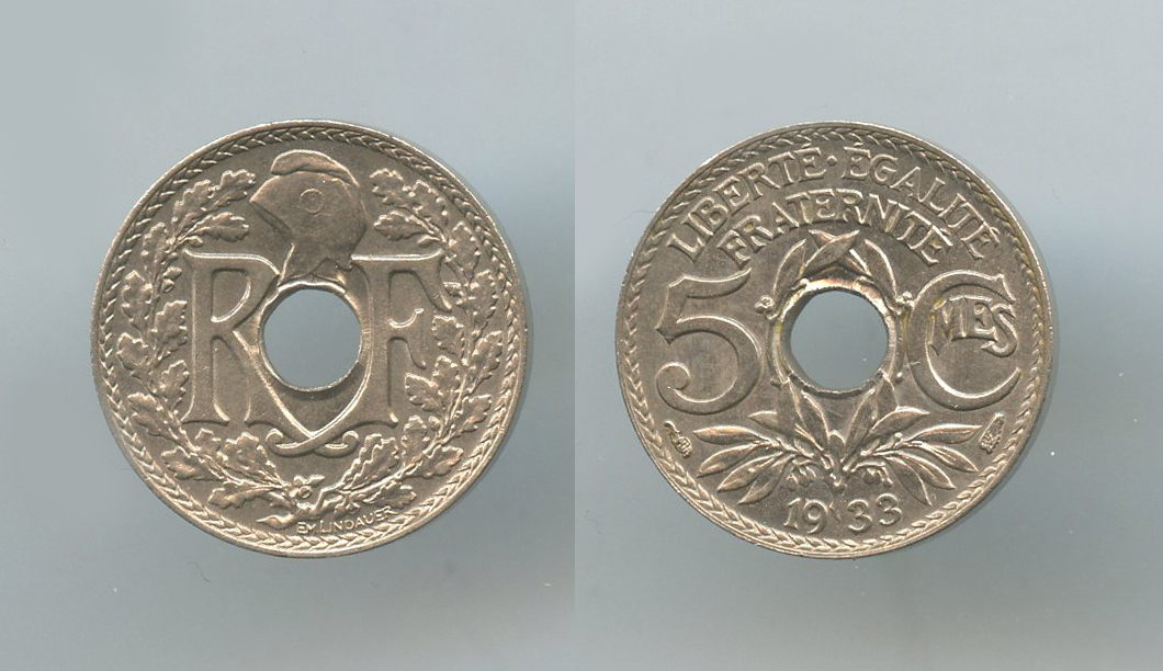 FRANCIA, Terza Repubblica (1870-1940) 5 Centimes 1933