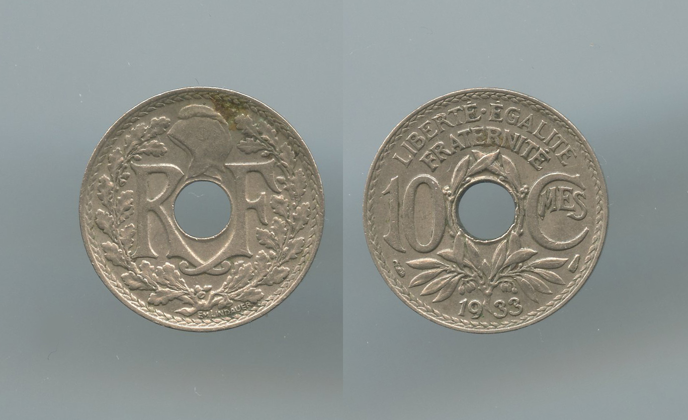 FRANCIA, Terza Repubblica (1870-1940) 10 Centimes 1933