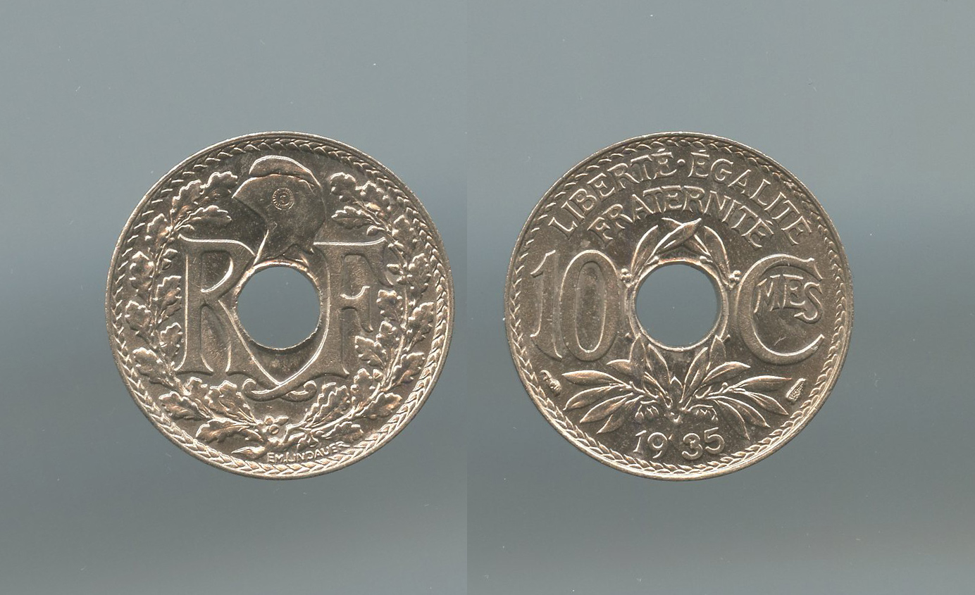 FRANCIA, Terza Repubblica (1870-1940) 10 Centimes 1935