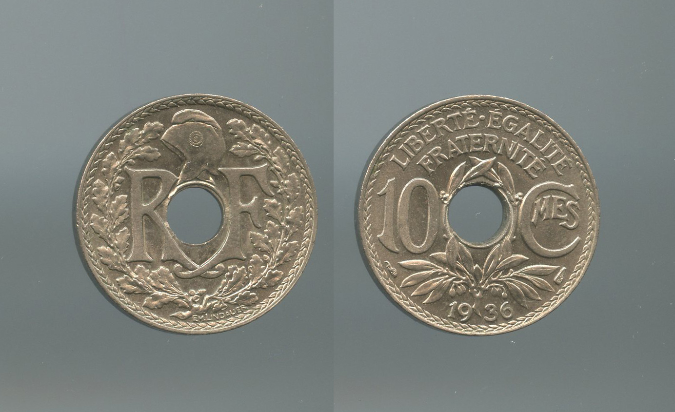 FRANCIA, Terza Repubblica (1870-1940) 10 Centimes 1936