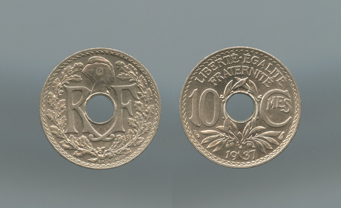 FRANCIA, Terza Repubblica (1870-1940) 10 Centimes 1937