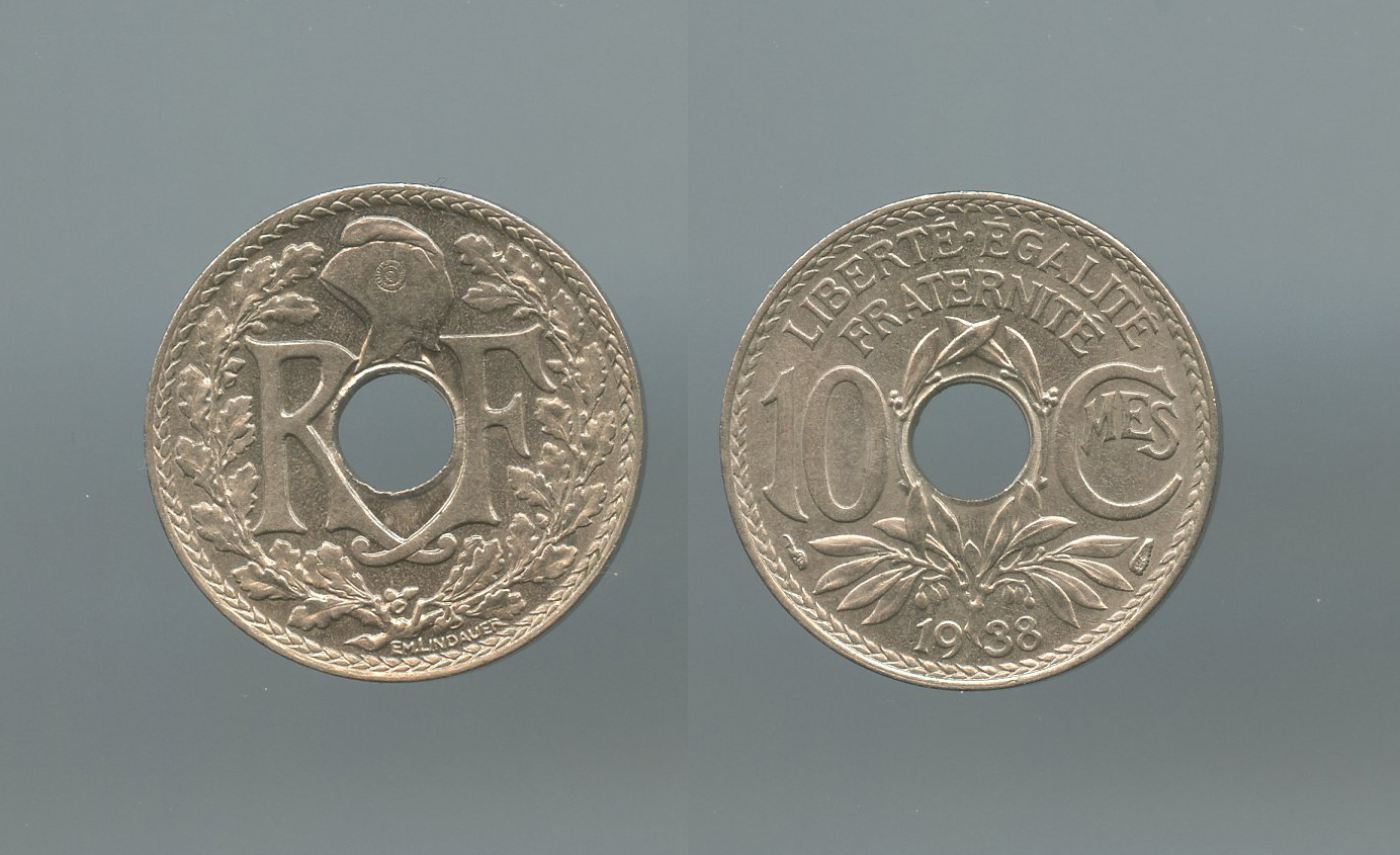 FRANCIA, Terza Repubblica (1870-1940) 10 Centimes 1938