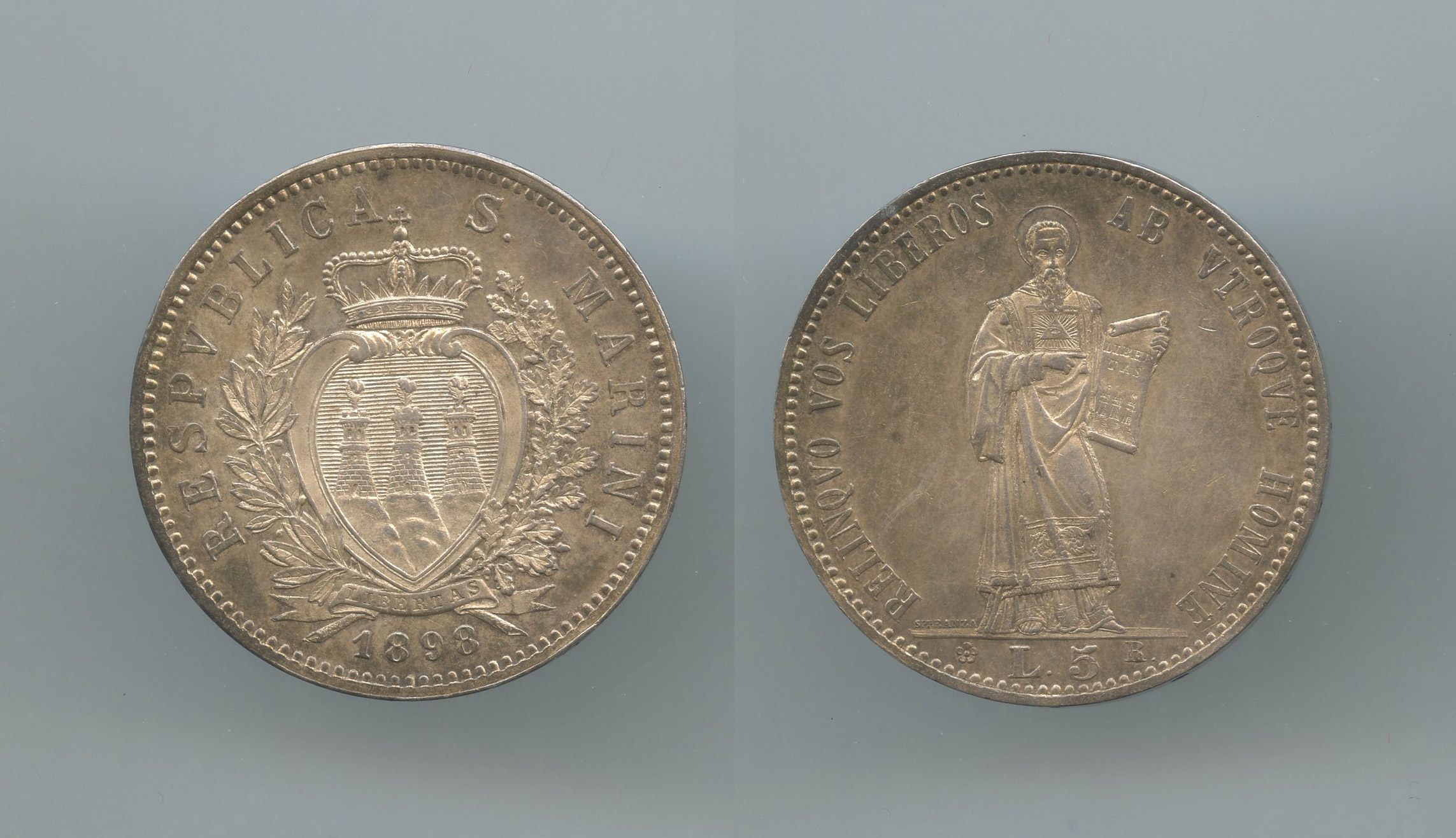 SAN MARINO, 5 Lire 1898