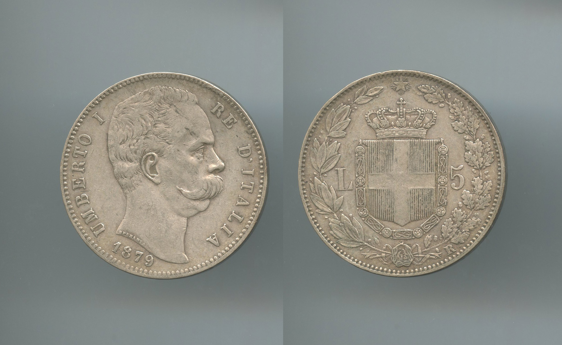 REGNO D' ITALIA, Umberto I (1878-1900) 5 Lire 1879 - Clicca l'immagine per chiudere